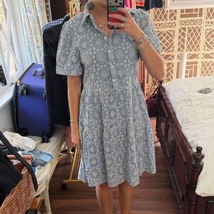 Blue Floral Tiered Shirt Dress